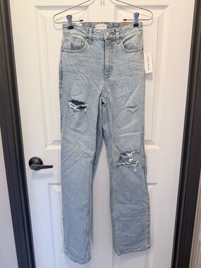 PacSun Light Wash Distressed Straight Leg Jeans